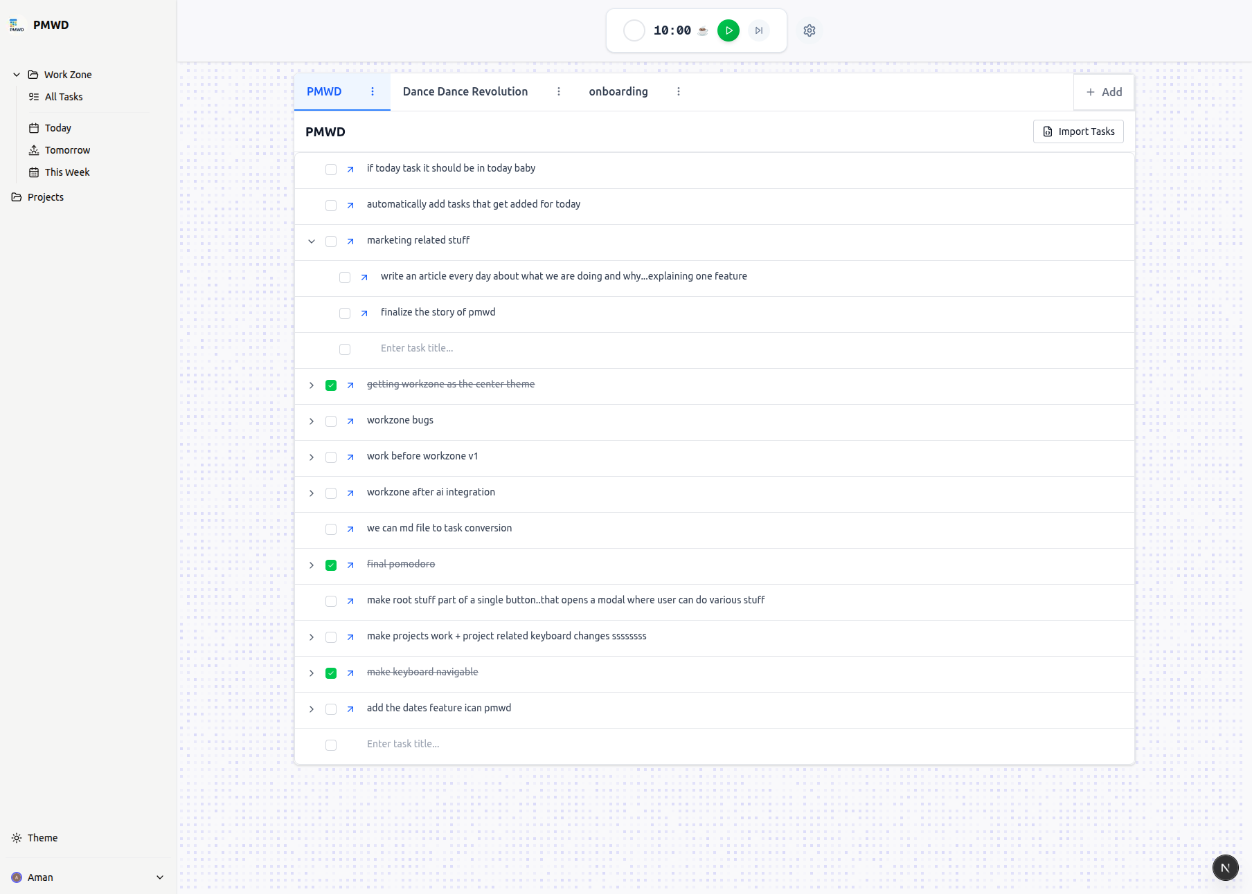Full keyboard navigation with integrated timer
